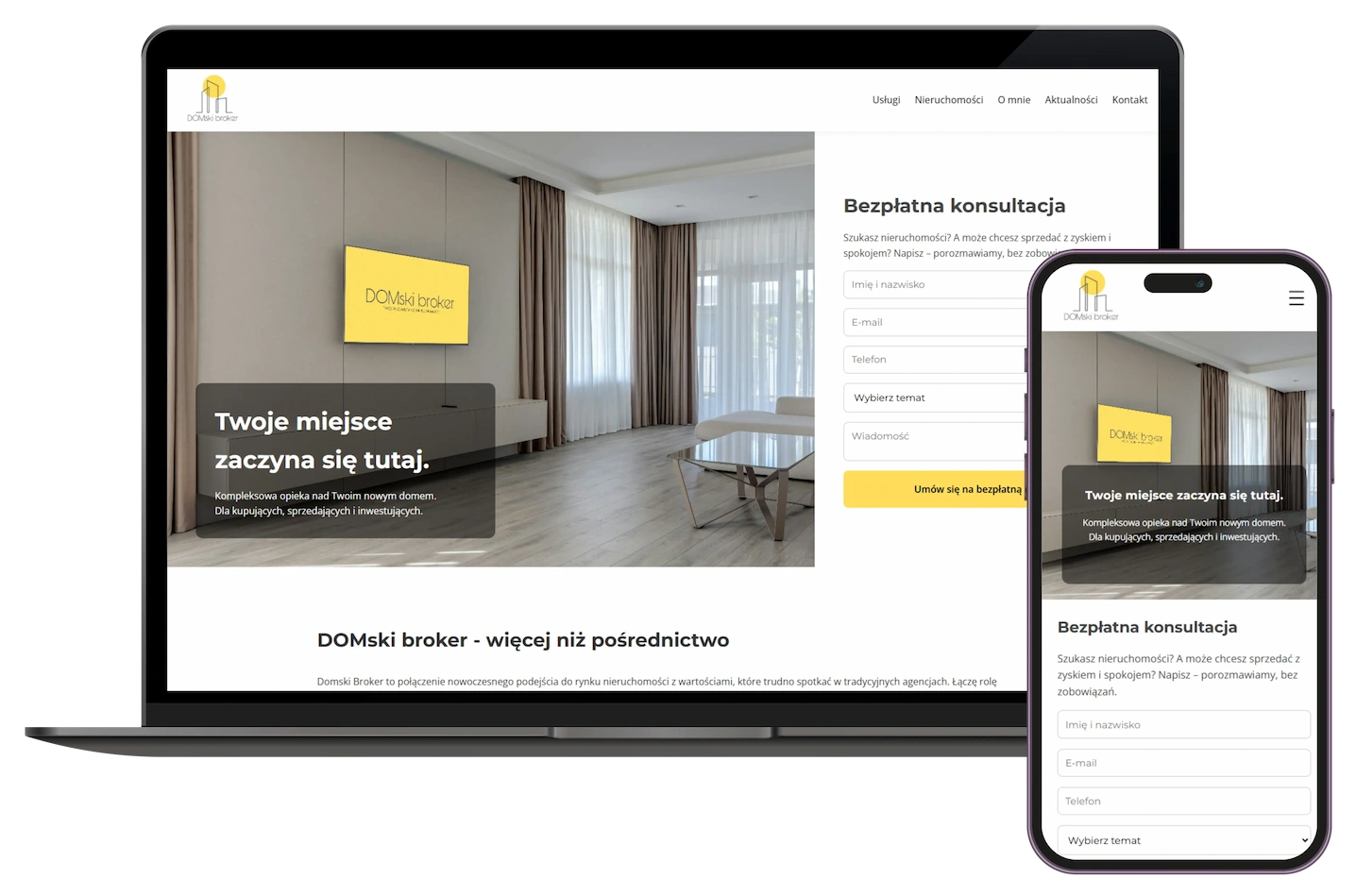 Projekt strony internetowej dla DOMski broker z Poznania